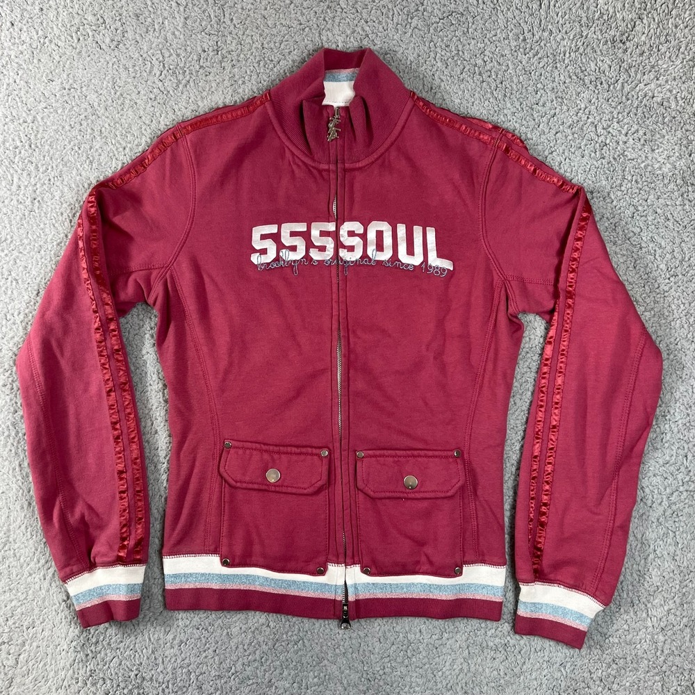 Triple Five‎ Soul Track Jacket Full Zip-Up Streetwear Burgundy Women's S VTG NWT